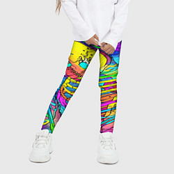 Леггинсы для девочки Черепа неоновые краски, цвет: 3D-принт — фото 2