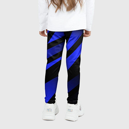 Детские легинсы Чёрный с синий абстрактные полосы / 3D-принт – фото 4