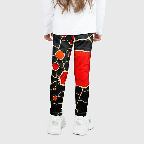 Детские легинсы Красная абстракция на черном лаке / 3D-принт – фото 4