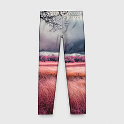 Детские легинсы Поле и деревья пейзаж - инфракрасный стиль