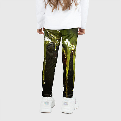 Детские легинсы Зеленая грязная текстура / 3D-принт – фото 4