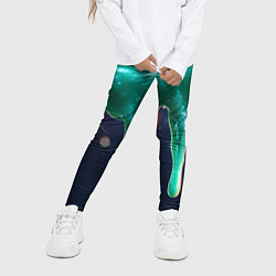 Леггинсы для девочки Текстура стекающая зеленая клякса, цвет: 3D-принт — фото 2