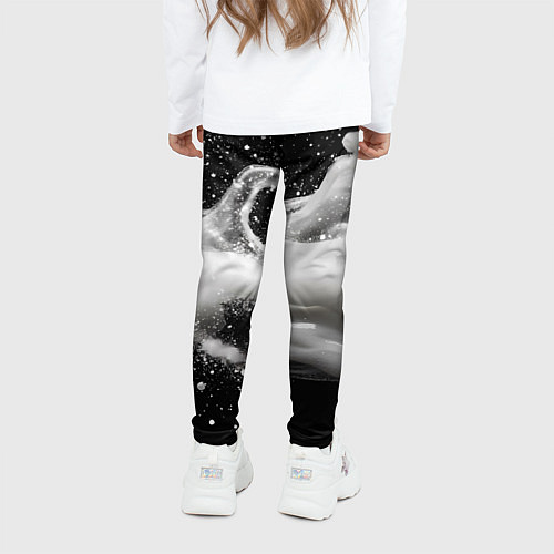 Детские легинсы Белая текстура на черном фоне / 3D-принт – фото 4