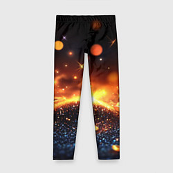 Леггинсы для девочки Оранжевое боке на черном, цвет: 3D-принт