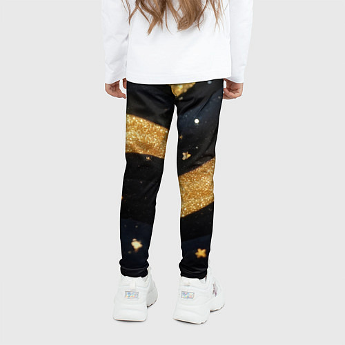 Детские легинсы Золотые волны текстура / 3D-принт – фото 4