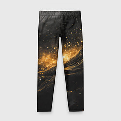 Леггинсы для девочки Золотистое сияние на черной текстуре, цвет: 3D-принт