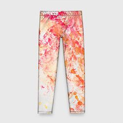 Детские легинсы Абстракция - splashes of pink and red paint on whi