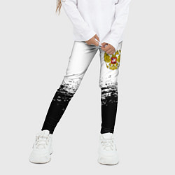 Леггинсы для девочки Россия черно белые краски, цвет: 3D-принт — фото 2