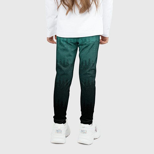 Детские легинсы Тёмный бирюзовый градиент текстурный полосы / 3D-принт – фото 4