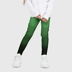 Леггинсы для девочки Зеленый градиент текстурные полосы, цвет: 3D-принт — фото 2