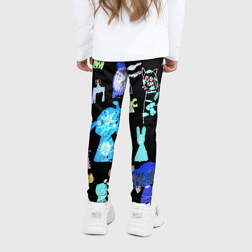 Детские легинсы Яркие монстры на черном фоне / 3D-принт – фото 4