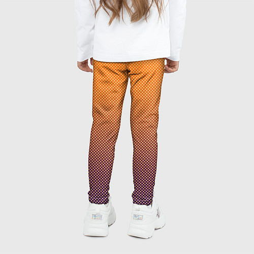 Детские легинсы Градиент оранжевый в фиолетовый мелкий ромбик / 3D-принт – фото 4
