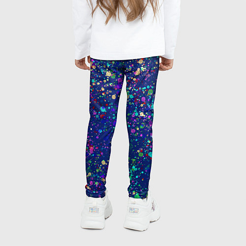 Детские легинсы Синий с разноцветными брызгами / 3D-принт – фото 4