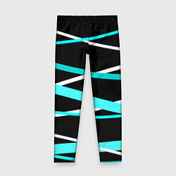 Леггинсы для девочки Чёрный с бело-голубыми полосами, цвет: 3D-принт