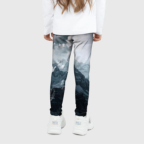 Детские легинсы Река горный пейзаж дымчатый синий / 3D-принт – фото 4