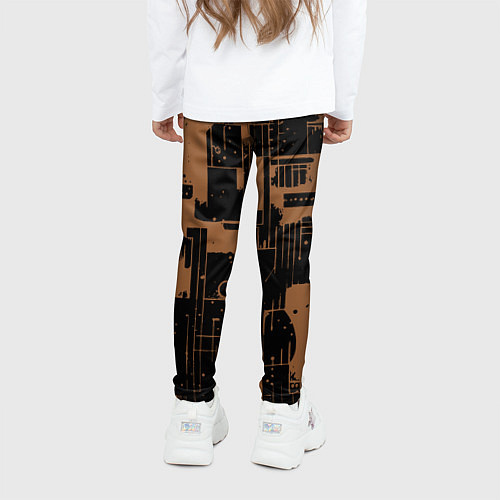 Детские легинсы Чёрно-коричневый абстракция геометричный / 3D-принт – фото 4