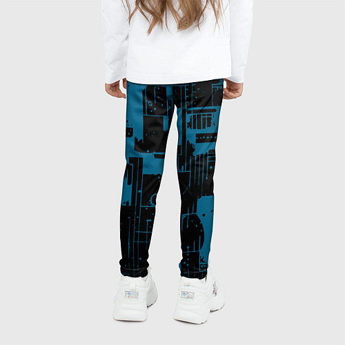 Детские легинсы Чёрно-синий абстракция геомтеричный / 3D-принт – фото 4