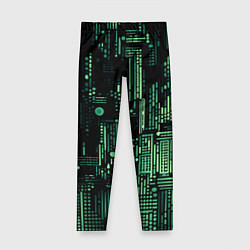 Леггинсы для девочки Чёрно-зелёный абстракция точки полоски, цвет: 3D-принт