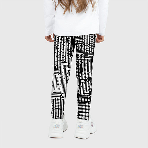 Детские легинсы Чёрно-белые абстракция точки полоски / 3D-принт – фото 4