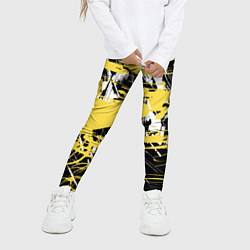 Леггинсы для девочки Желтая краска на черном, цвет: 3D-принт — фото 2