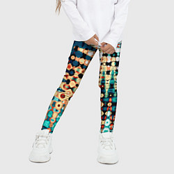 Леггинсы для девочки Сине-бежевый абстрактный узор, цвет: 3D-принт — фото 2