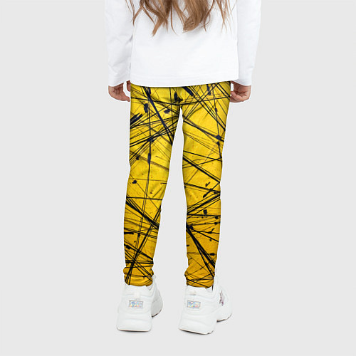 Детские легинсы Черные штрихи на желтом / 3D-принт – фото 4