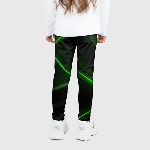 Детские легинсы Зеленая текстура с неоном / 3D-принт – фото 4