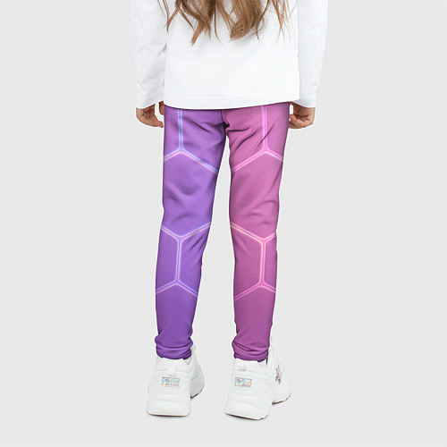 Детские легинсы Розовые неоновые соты / 3D-принт – фото 4