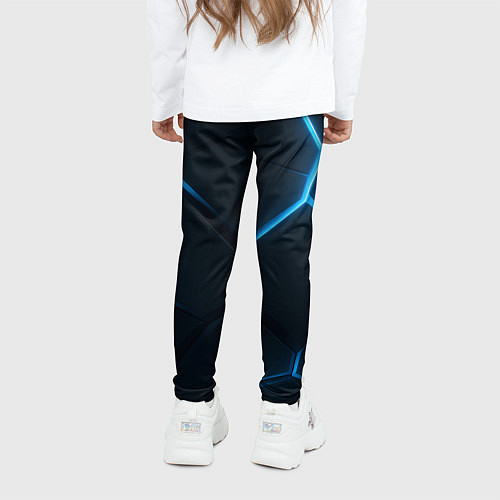 Детские легинсы Черные плиты с синим светом / 3D-принт – фото 4