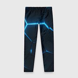 Леггинсы для девочки Черные плиты с синим светом, цвет: 3D-принт