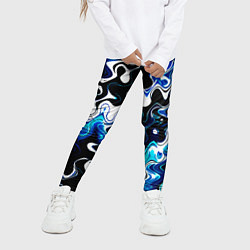 Леггинсы для девочки Абстракция разлитые краски чёрно-сине-белый, цвет: 3D-принт — фото 2