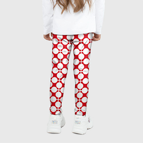 Детские легинсы Красно белый узор в клетку и горох / 3D-принт – фото 4