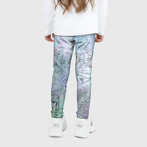 Детские легинсы Скетч японские дорамы / 3D-принт – фото 4