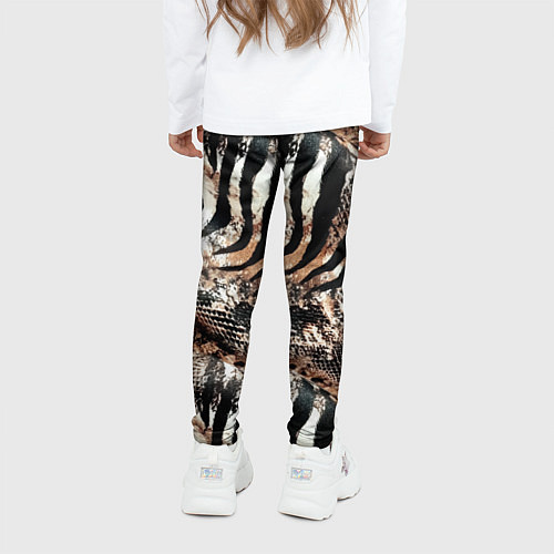 Детские легинсы Змеиная кожа и полоски зебры микс - сафари паттерн / 3D-принт – фото 4