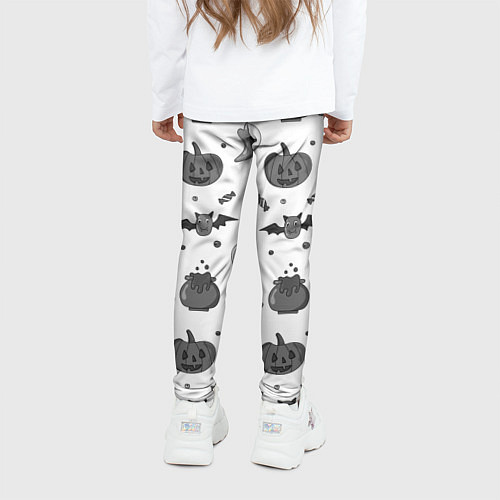Детские легинсы Halloween grey and white / 3D-принт – фото 4