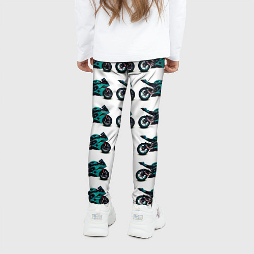 Детские легинсы Motorbike light blue / 3D-принт – фото 4