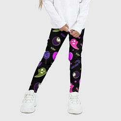 Леггинсы для девочки Halloween pink black pumpkin, цвет: 3D-принт — фото 2