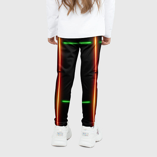 Детские легинсы Color black green orange lines / 3D-принт – фото 4