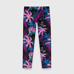Леггинсы для девочки Palm pink blue pink, цвет: 3D-принт