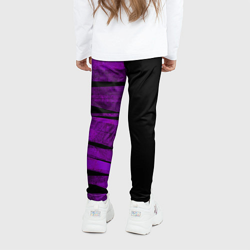 Детские легинсы Color purple black stripes / 3D-принт – фото 4