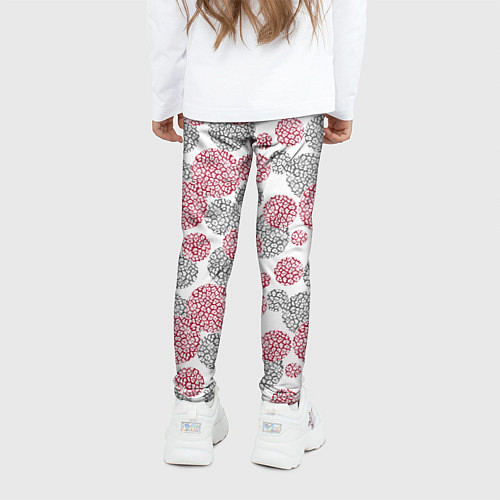 Детские легинсы Крупный красный серый горох с леопардовой текстуро / 3D-принт – фото 4