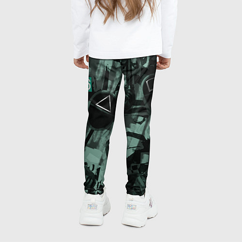 Детские легинсы Номер 456 на фоне масок игры в кальмара / 3D-принт – фото 4