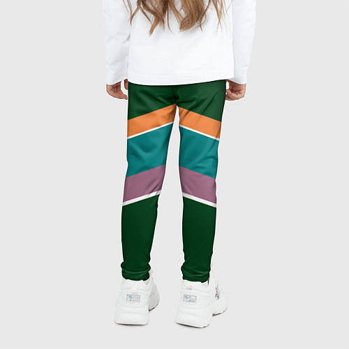 Детские легинсы Тёмный зелёный с полосами / 3D-принт – фото 4