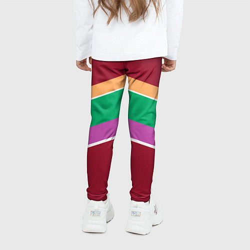 Детские легинсы Тёмный красный с полосами / 3D-принт – фото 4