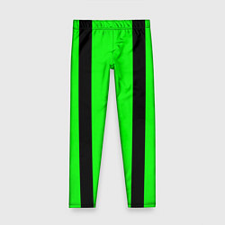 Леггинсы для девочки Color black and green stripes, цвет: 3D-принт