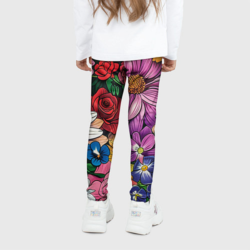 Детские легинсы Крупные цветы / 3D-принт – фото 4