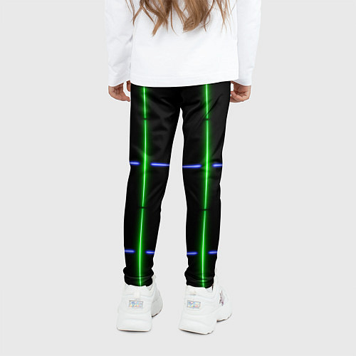 Детские легинсы Color black green purple stripes / 3D-принт – фото 4