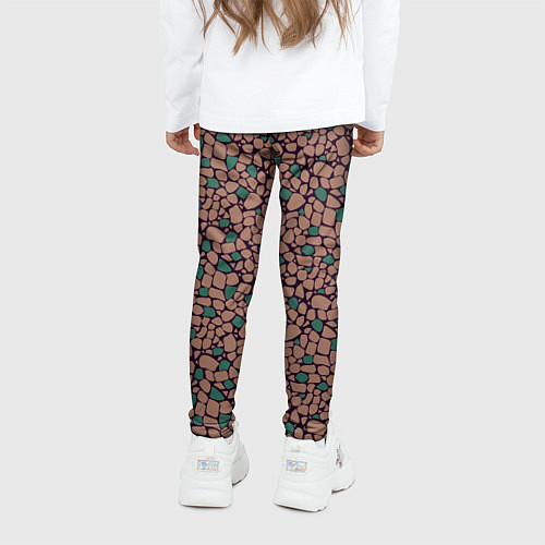 Детские легинсы Мелкий мозаичный коричневый зеленый узор хакки / 3D-принт – фото 4