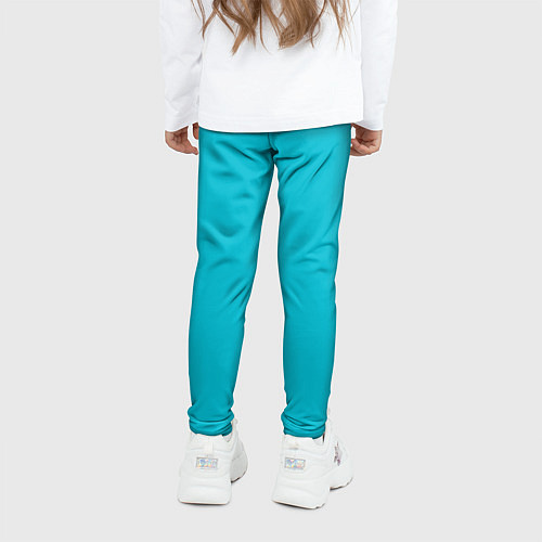Детские легинсы Бирюзовый однотон / 3D-принт – фото 4