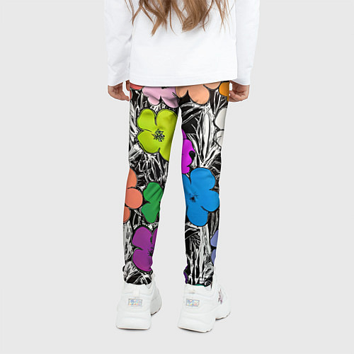 Детские легинсы Уорхол цветы флуоресцент поп-арт / 3D-принт – фото 4